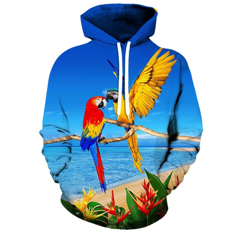 Parrot Bird 3D Print Hoodies Men Women Casual Fashion Hoodie Hooded Sweatshirts Oversized Pullovers Tracksuit Tops Man Clothing