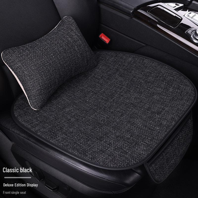 All-Season Light Luxury Ice Silk Linen Car Seat Cushions, Breathable & Non-Slip