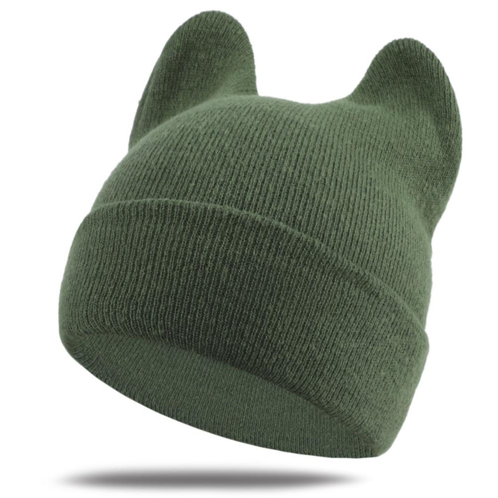 Cute Cat Ears Beanie Hats Y2K Pullover Hat Kawaii Knitted Hat Girls