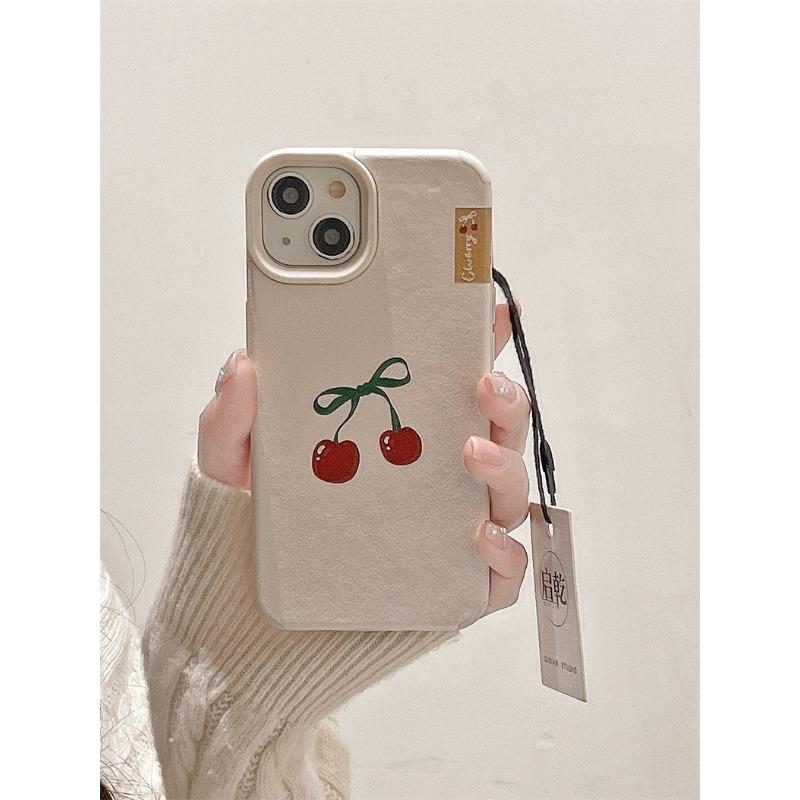 White Leather Burgundy Cherry for IPhone15 Mobile Phone Case for Apple 14/13 Promax Soft Case 12/16