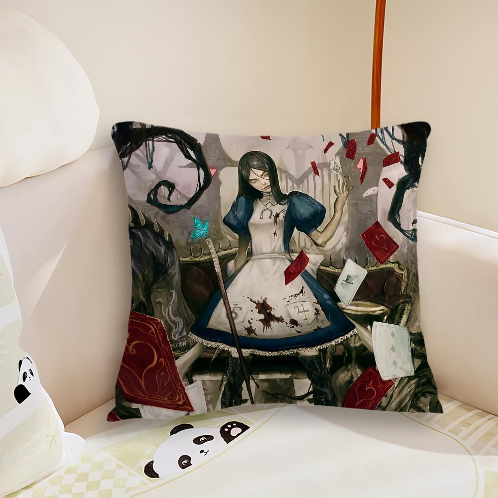AAlice MMadness Returns Cushion Cover Pillow Case Plush Fabric Soft Double Sided Print Sofa Cushion Cover Throw Pillow Covers