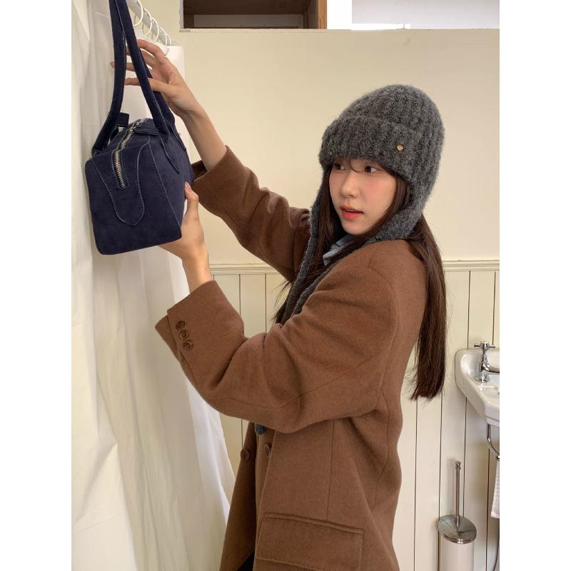Gray Balaclava Women s Autumn and Winter Warm Cold Hat Knitted Wool Ear Protection Flying Hat