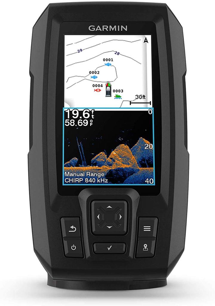 Garmin Striker Vivid 4cv Bundle with Transducer and Protective Color Vivid Scanning Sonar Color Palette Cover, 4-inch Fishfinder, (Product Code