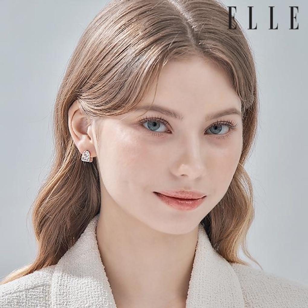 [ELLE Jewelry] 14K GF White Glass One-Touch Earrings ELGPEE538