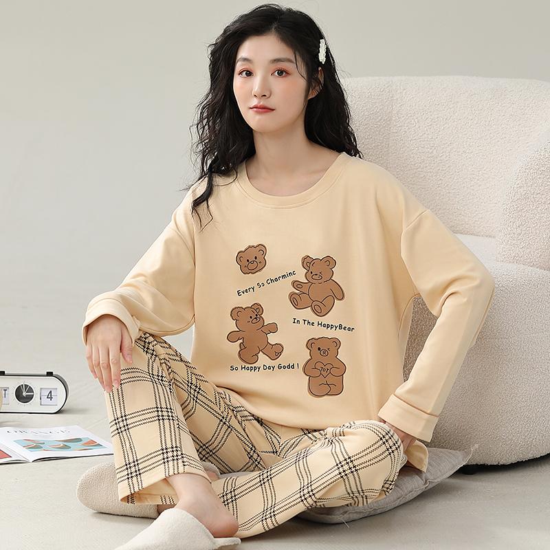 Green Plaid Pajamas Cute Casual Sleepwear Long Sleeves Long Pants Autumn Winter Kawaii Pyjamas Cozy Pijamas Soft Nighty Lady Pjs