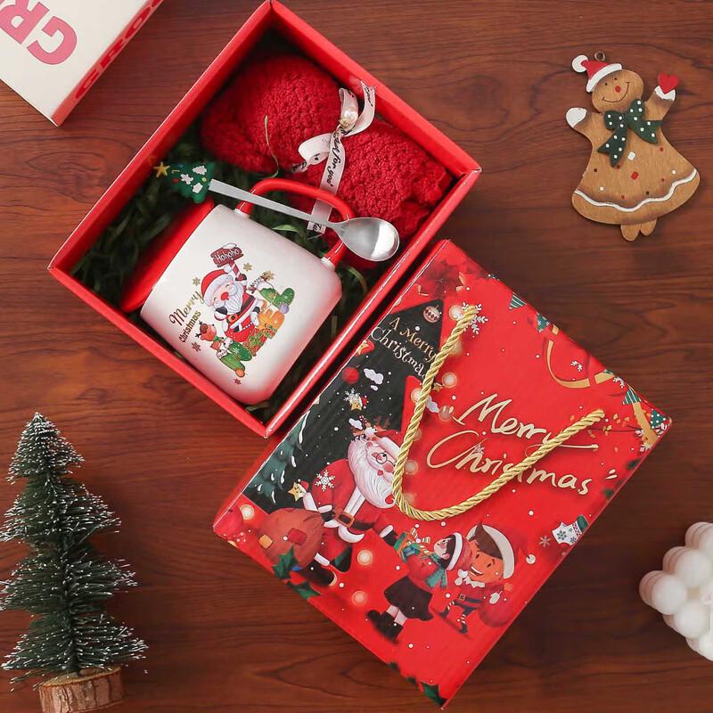 UD Cute Christmas Ceramic Mug with Lid & Spoon Christmas Cup with Towel Bear Gift Box