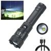 High Strong Power Led Flashlights Tactical Zoom Rechargeable Torch Built-in Battery Spotlights Outdoor Camping Emergency Lantern