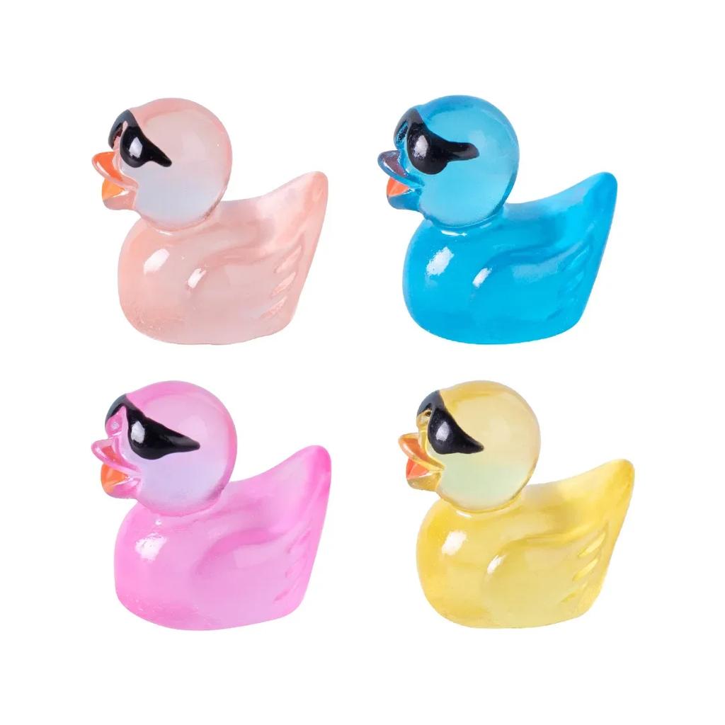 50Pcs Luminous Mini Glitter Ducks With Glasses Miniatures Duck Micro Landscape Diy Accessories Mini Ducks Home Diy Craft Decor
