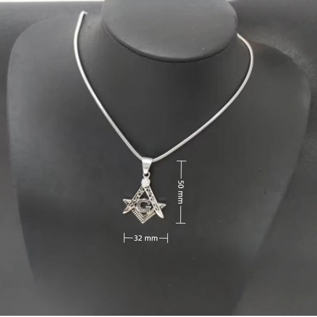 

Mason Necklaces Pendants Gold Silver Color 316L Stainless Steel Round Snake Chain For Women/Men Masonic Symbol Jewelry 35cm