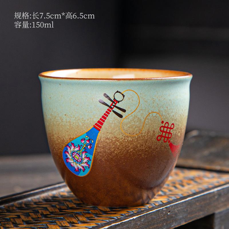 Čínská keramická čajová terina, Kungfu čajový šálek, Zařízení na přípravu čaje, Starověká keramika, Čajové nádobí, Vintage Dřevopal Sancai Gaiwan