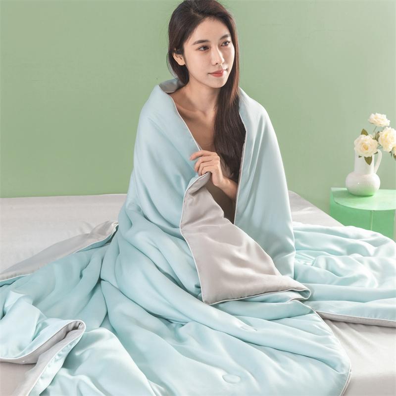Summer Ice Silk Quilt Bedspread on the bed Air Conditioning Blanket Breathable Silky Comforter Luxury Bedding Double Queen King