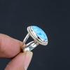 Natural Larimar Gemstone 925 Sterling Silver Split Shank Statement Ring For Women & Girls