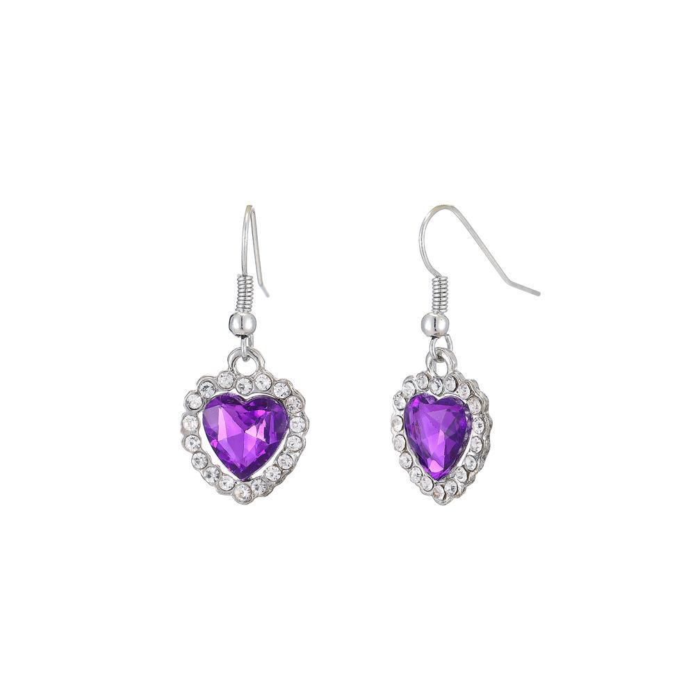 Colorful Crystal Heart Earrings - Fashionable and Versatile 