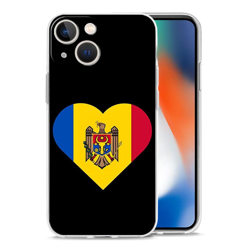 Capa de Celular Para iPhone 17 Air Cases iPhone 16 15 12 13 14 Pro Max SE 7 8 Plus iPhone11 Capa Macia Transparente Bandeira da Moldávia