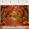 2D flat background fabric 1 piece per pack - Autumn pumpkin lantern path heartwarming and charming background fabric