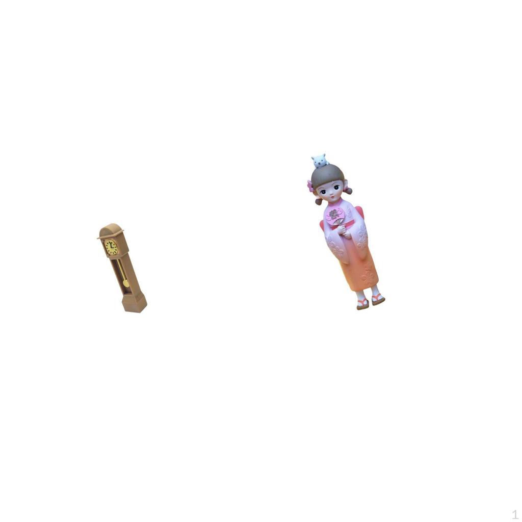 Miniature Grandfather Clock Resin Kabuki Figurine 112 Scale Japanese Geisha Dollhouse Decor Vintage