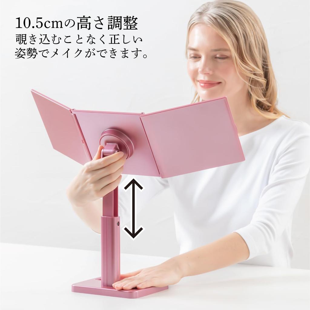 Napure Mirror for Hair Dyeing Wigs 3WAY Napure Mirror Pink Mirror Makeup Mirror Birthday Respect for the Aged Day Gift 3-sided