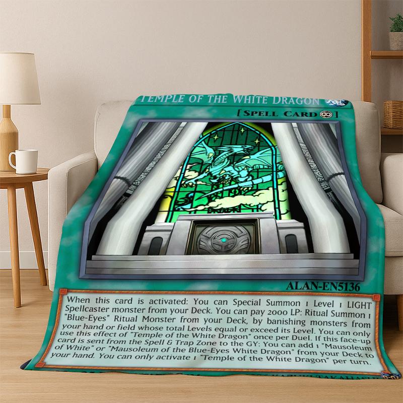 Anime Yu-Gi-Oh Monster Card Cartoon Flannel Blanket Soft Warm Blanket Throw Blanket for Bedroom Living Room Bed Picnic Kid