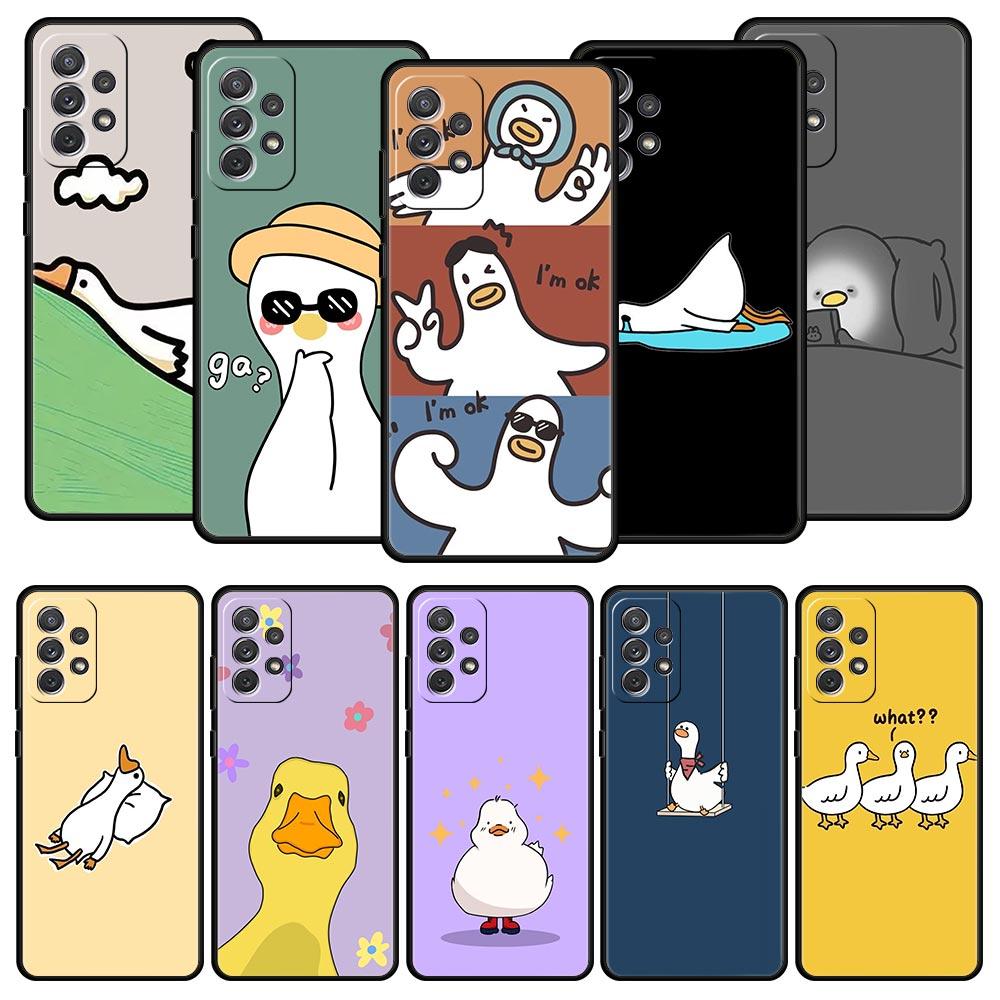 Cartoon Duck Phone Case For Samsung Galaxy A17 A07 A55 A35 A25 A15 A05 A33 5G A31 A23 A21s A13 A41 A73 A53 A51 A71 A03 S10 Cover