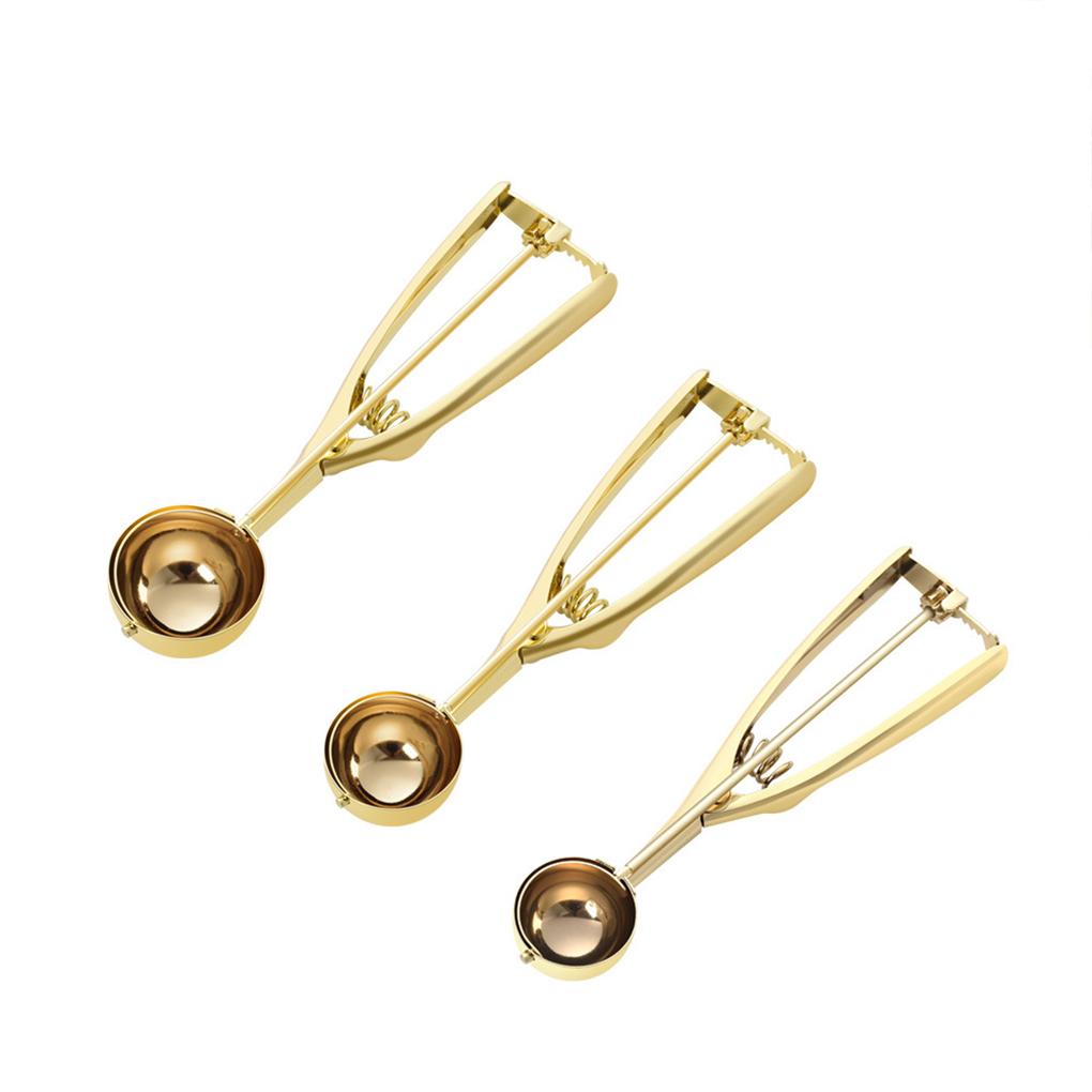 Easy To and Clean Metal Ice Cream Ball Spoon Multi-Functional and Sturdy Wide Applications Stainless Steel, Gold, M