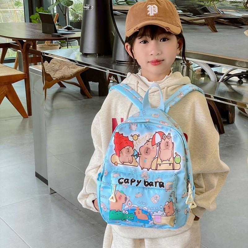 Stylish Capybara Cartoon School Bag For Kids With Comfortable Padded Straps