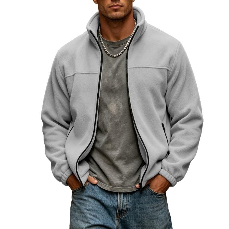 Men S Casual Fleece Lined Stand Collar Zip Up Sweatshirt