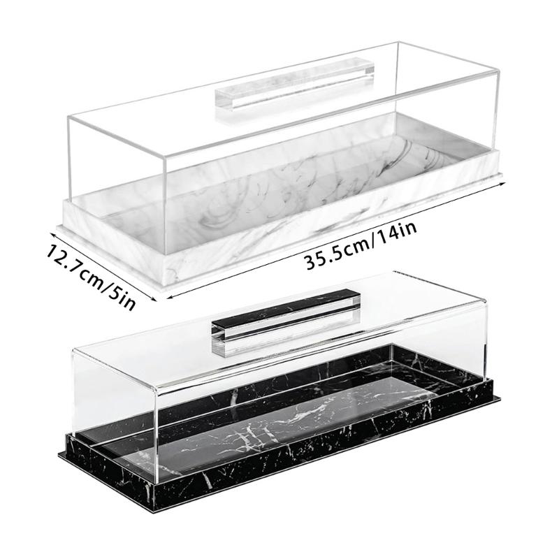 Rectangular Dessert Serving Tray with Clear Lid Acrylic Cake Display Box Cake Storage Tray for Professional and Home Use