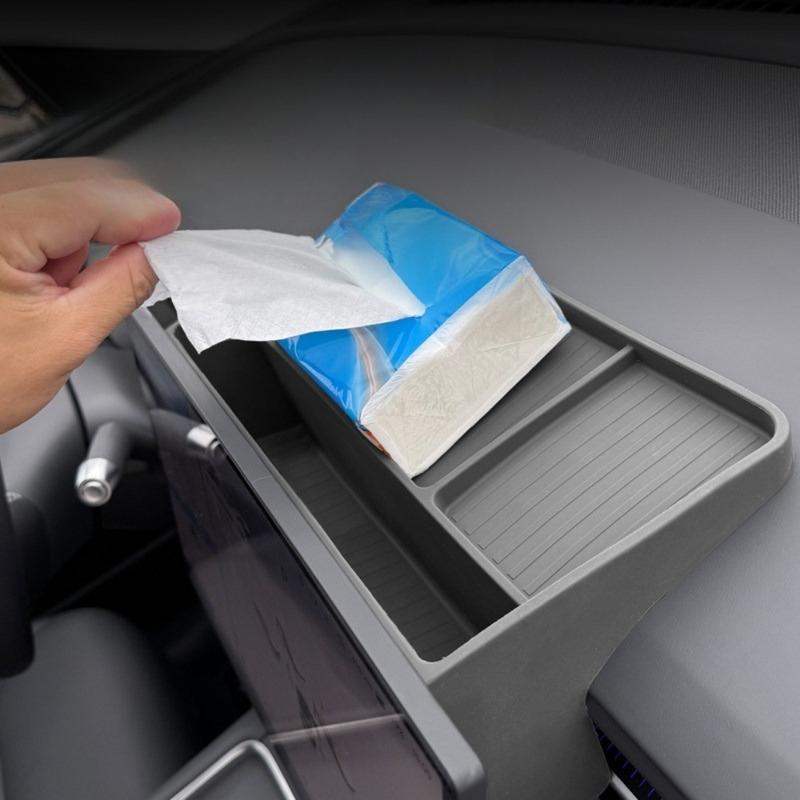 For XPENG G6 2025-2026 Car Behind Central Screen Silicone Storage Box Large Capacity Non-slip Car Interior Accessories