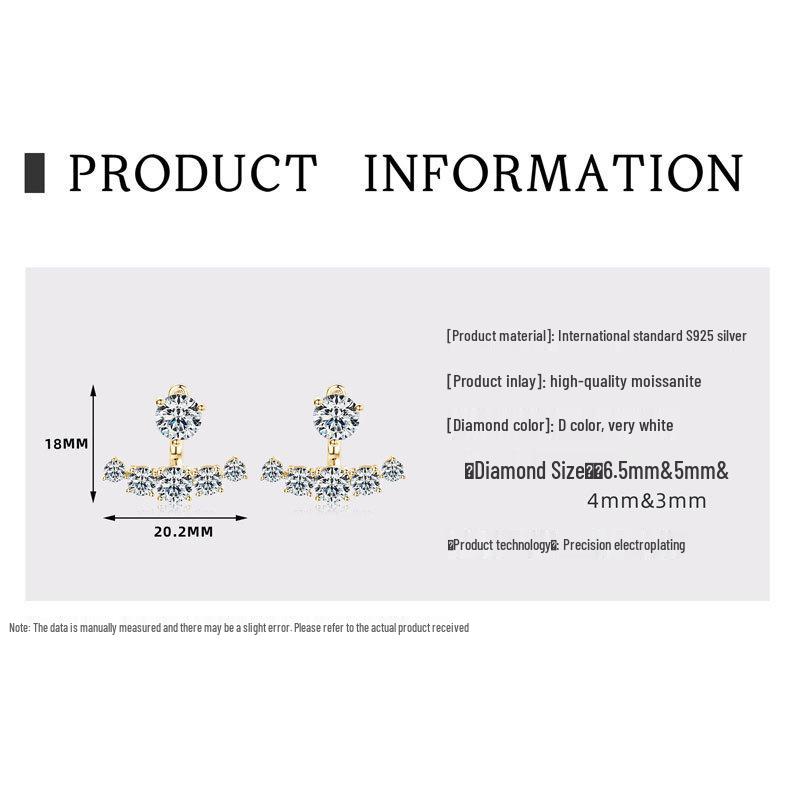 

925 Sterling Silver Moissanite Stud Earrings: Women s Korean Fashion, Double-Wear, Super Flash for Christmas Gift 925 Silver