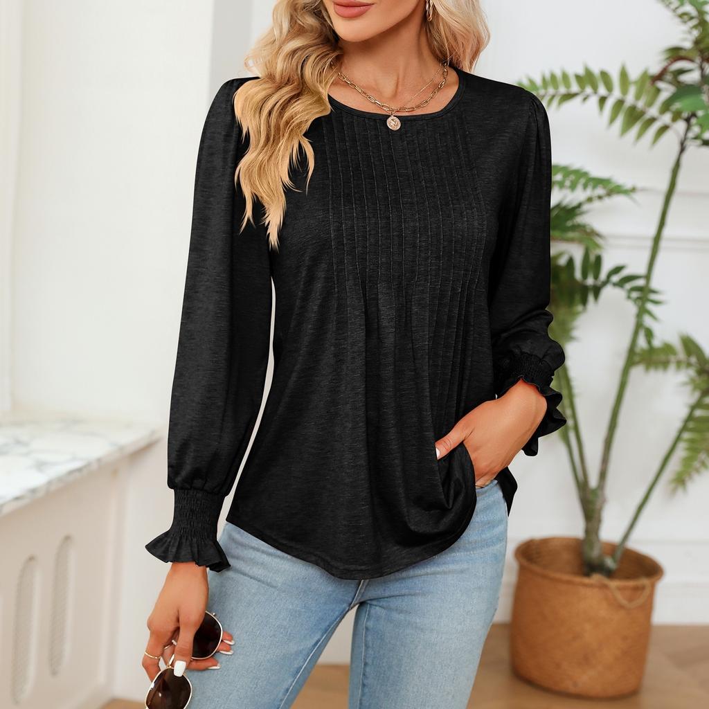 Women's  Long Sleeve Shirts Solid Color Fall Fashion Basic Slim Fit Soft Sexy Tops