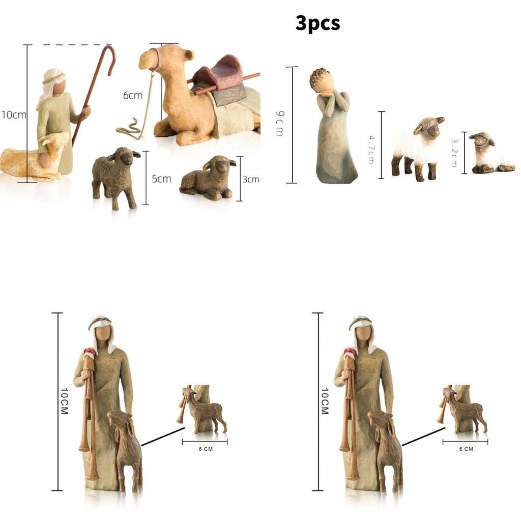 Harzfiguren-Set mit Krippe und Hirten für saisonale Geschenkidee