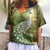 Summer Women's Clothing T-Shirt V-Neck Short Sleeve Oversize Tshirts Animals Casual Tops Fashions Woman Pullover 2024 Streetwear