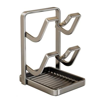 Pot Lid Storage Rack Kitchen Counter Organizer Countertop Pot Lid Organizer with Removable Drip Tray Spoon Kitchen for Lids
