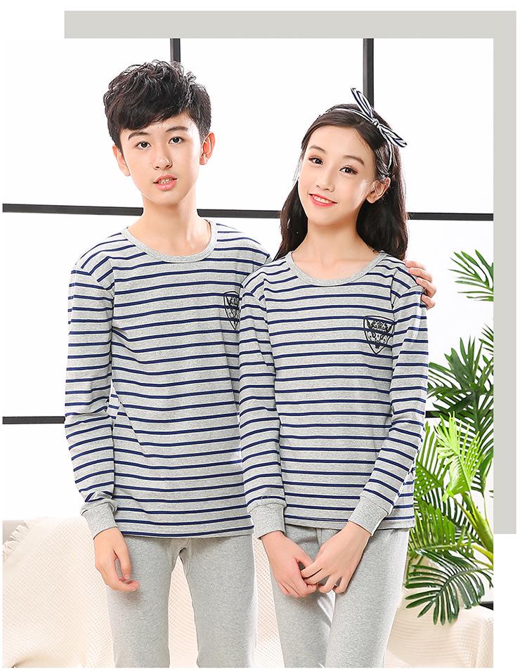Teen Boys' Autumn Cotton Clothes Set: Thin Style Underwear and Wool Shirt for Junior High Students