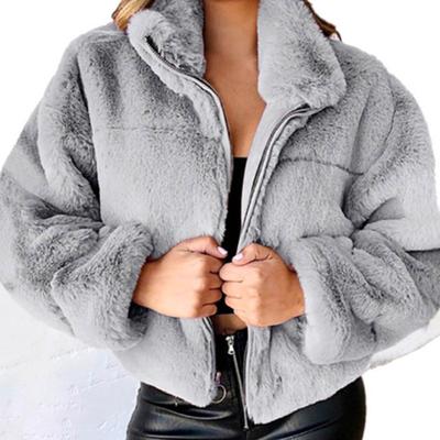 Damski pluszowy kardigan z zamkiem błyskawicznym Stylowy, przytulny, modny design do pracy w mieście Elegancki jednolity kolor Jesienny płaszcz zimowy