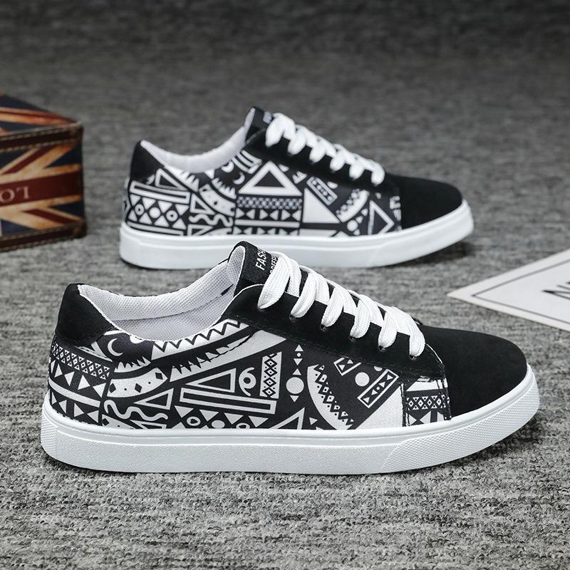 Heren Sportschoenen Hardloopschoenen Canvas Geometrische Stijl Veterschoenen Mode Sneakers Koppel Mode Graffiti Print Skate Schoenen Heren