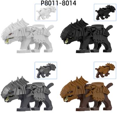 P8011-P8014 Bílá Černá Šedá Hnědá Vlk Vargr Model Bloky MOC Cihly Sada Dárky Hračky