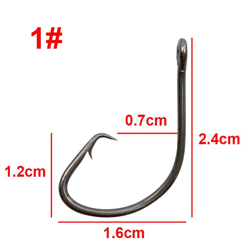 

50 шт. Рыболовные крючки из высокоуглеродистой стали 7381 черные с широким загибом офсетные спортивные круглые крючки для наживки размеры 1 1/0 2/0 3/0 4/0 5/0