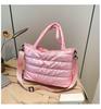 Winter casual lazy wind foreign style portable wide shoulder strap messenger bag women's space cotton embroidery thread large capacity solid color
