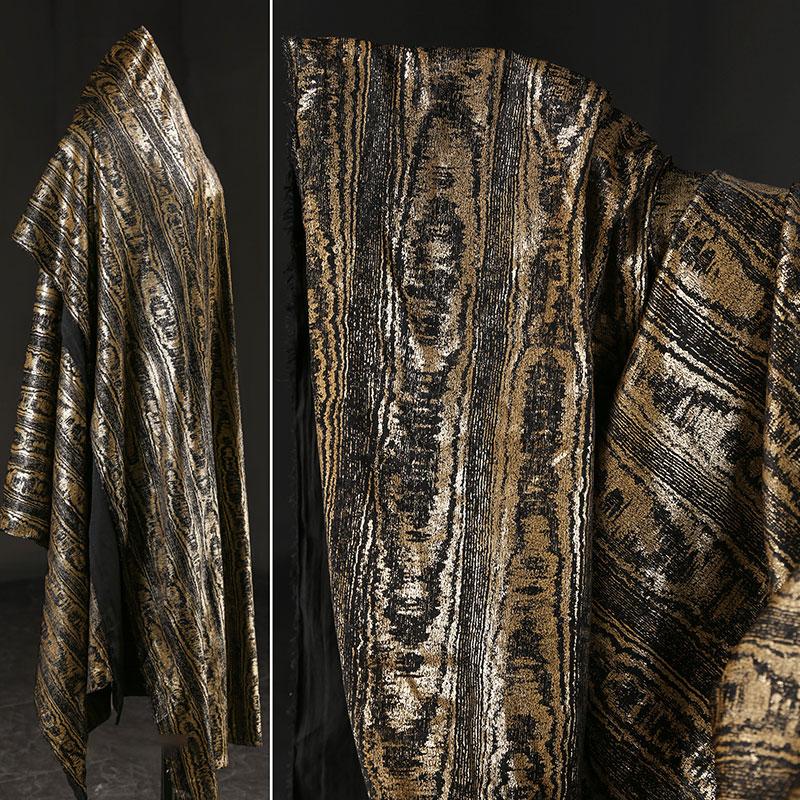 

50x145cm Luxury Black Gold Gilding Fabric Draping DIY Cardigan Dress Chinese Style Double-sided Jacquard Fabric Hanfu Material 50x145cm коричневий