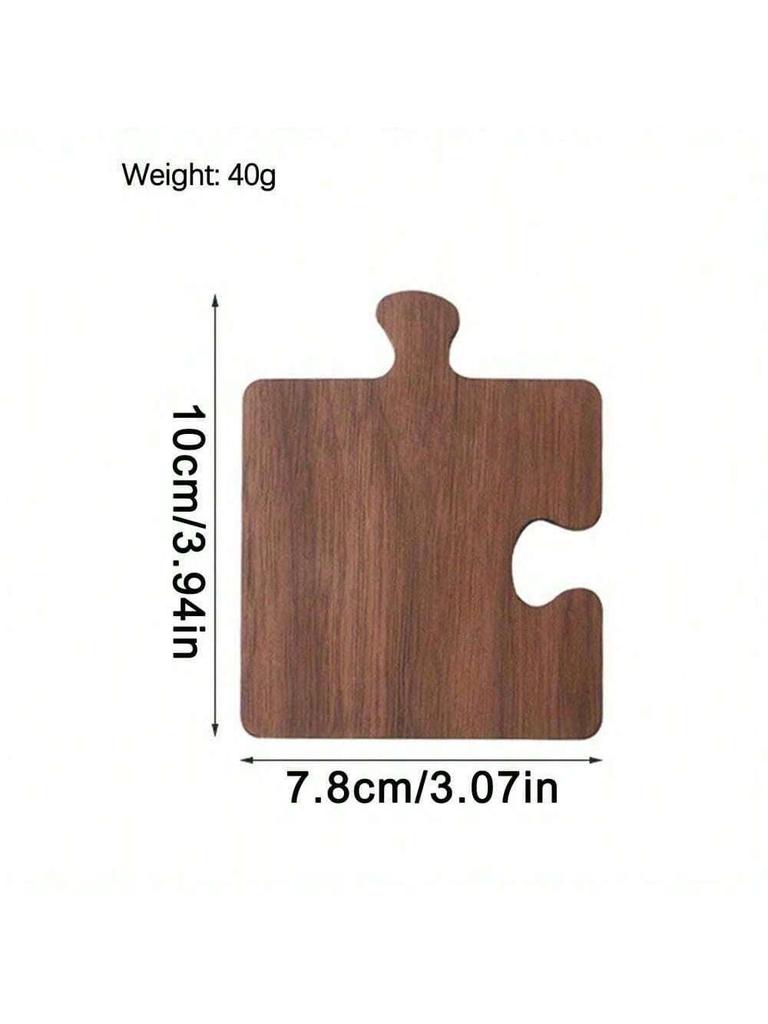1pc wooden puzzle shaped coaster, solid wood insulation pad, suitable for coffee, tea cups, cups - natural wood beverage.