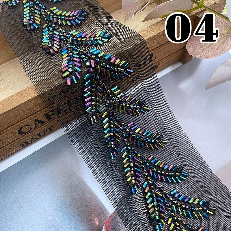 20yards Wheatear Leaf Beaded Lace Trim Embroidery Beading Ribbon Applique Trimming Tape DIY Sewing Clothing Accessories