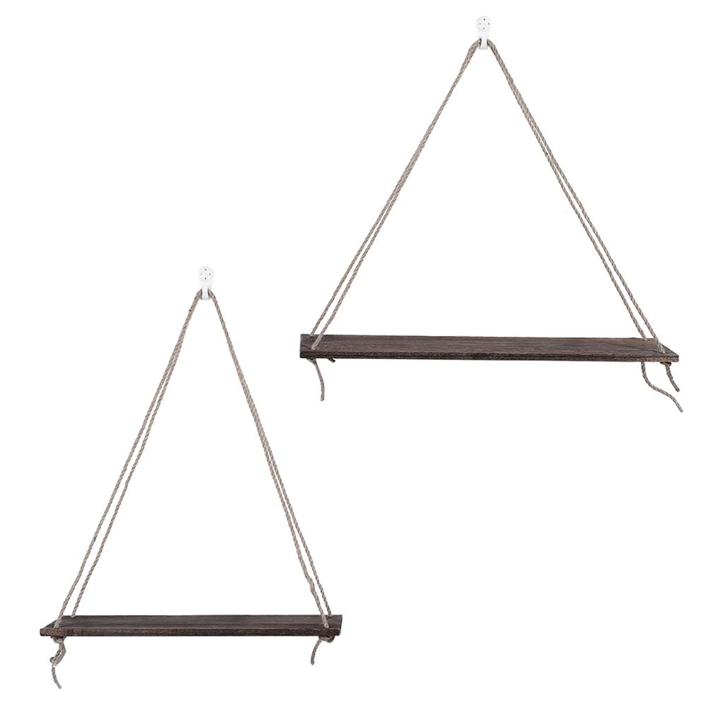 2 Stück Holz Wandregal Hängeseil Hängend Pflanzen Blumentopf Regale HeimdekorationenAntik