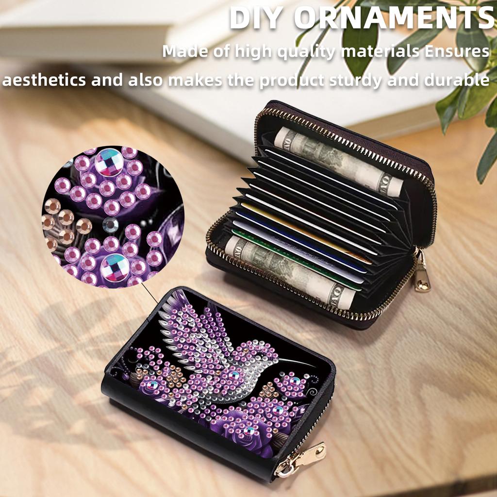 2pcs Animal Pattern Diamond Painting Fashion Card Holder DIY Diamond Painting Art Kit ID Storage Bag for Travel and Daily Use