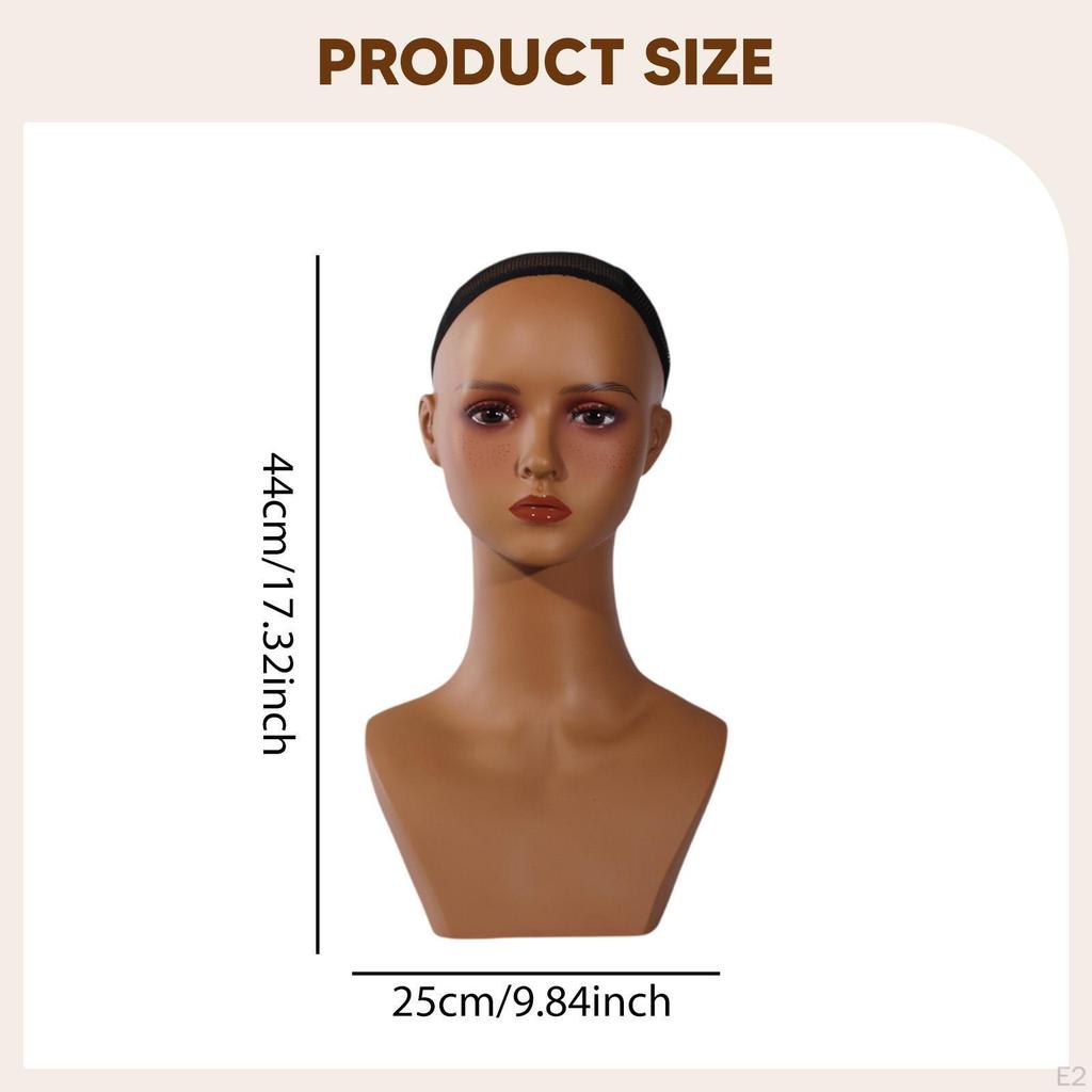 Female Mannequin Head Display Stand with Makeup Smooth Portable Realistic Training for Hats