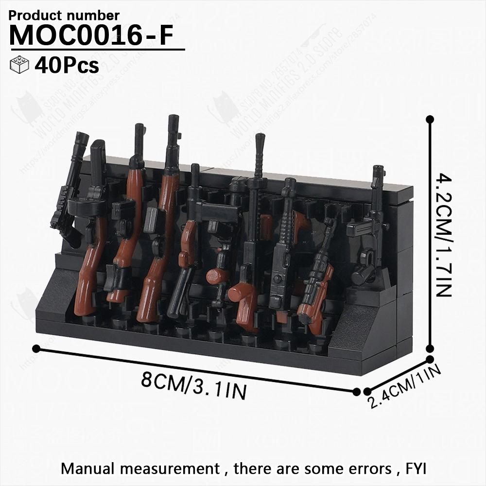 MOOXI WW2 Military Series Weapon Rack Guns Collection Model MOC Bricks DIY Assembled Building Blocks Toys For Boy Birthday Gifts