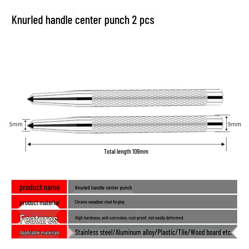 Pro-Grade Centering & Rounding Punch with Alloy Chisel Head for Machinists and Drilling