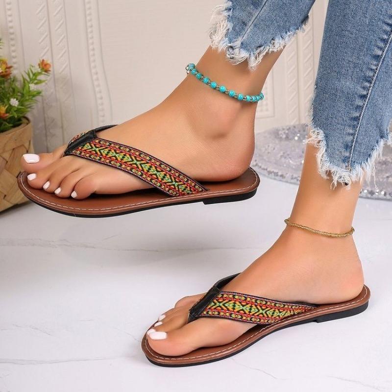 Fashion Women's Flip-flops 2024 Summer Simple Flat-soled Casual Home Low-heeled Outdoor Beach Women's Shoes Large Size Pantuflas Mujer