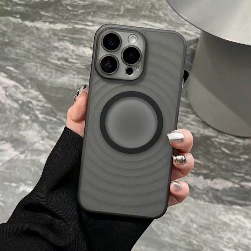 

Skin Texture Matte Magnetic Suction Suitable IPhone 16 Promax Phone Case Apple 15 Water Ripple Protective Mirror Cover iPhone 14 Pro прозорий колір чорний