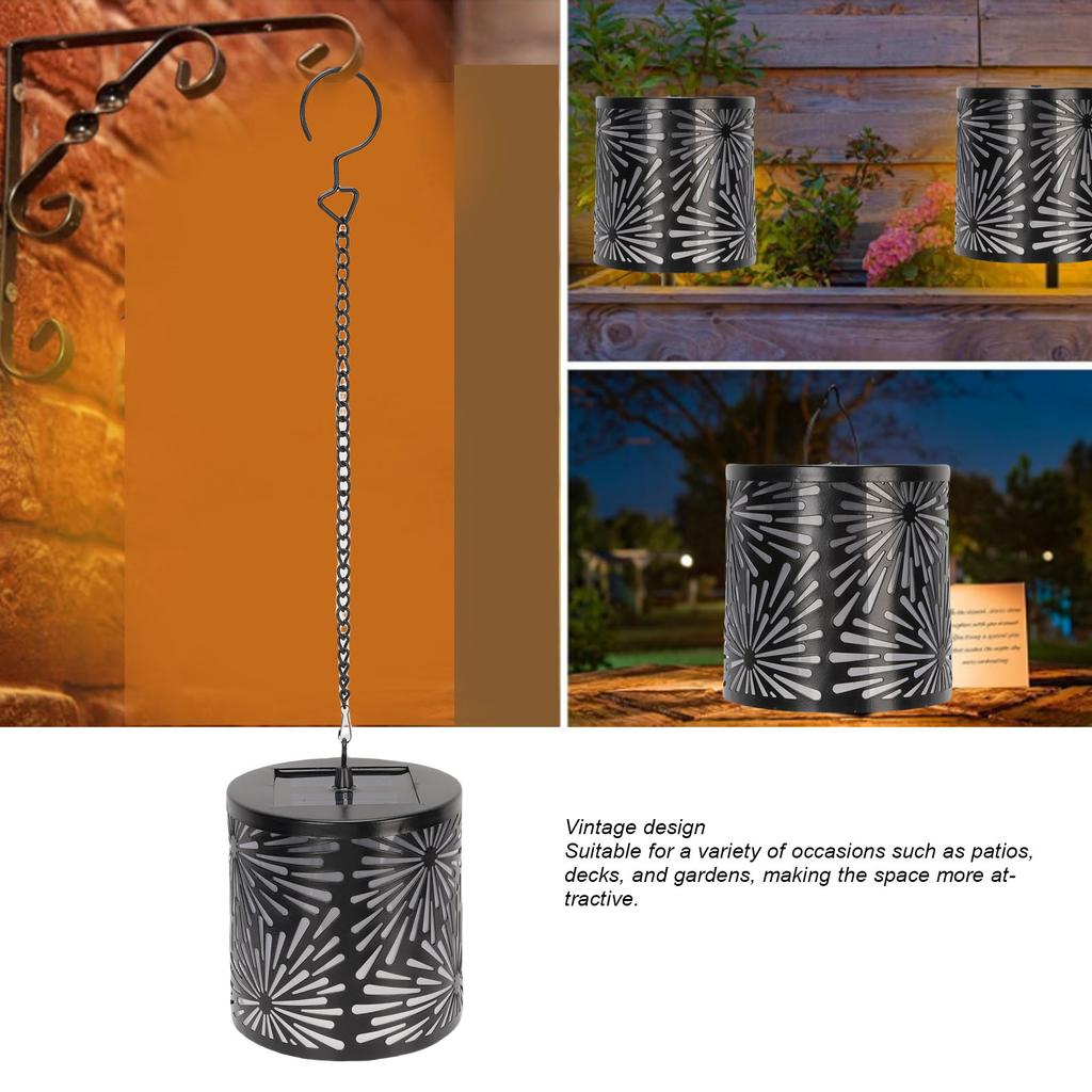 Solar Lamp Solar Lantern with Flash Mode Rain Proof 3D Light Effect Retro Solar Lamp for Outdoor Terrace Garden Decoration